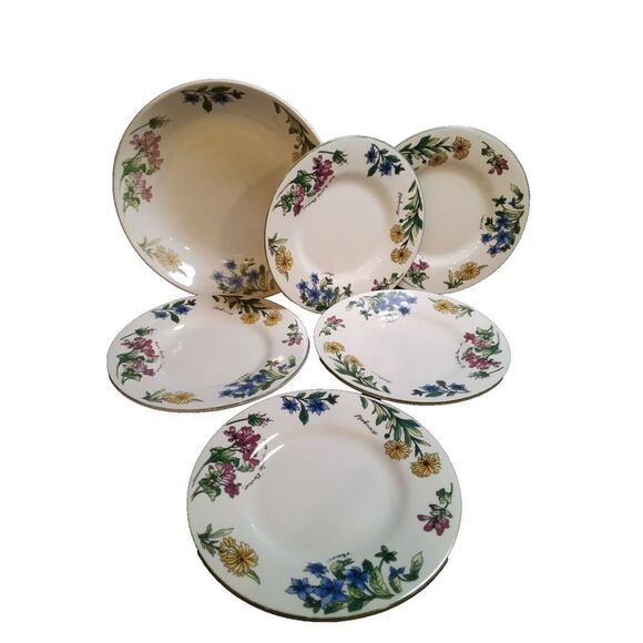 Magesticwareby Oneida Geranium Flower Set of 5 Plates/1 Bowl-China (2e2)
